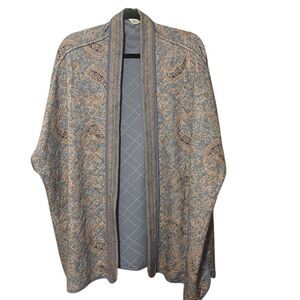 J Jill Quilted Open Front Kimono Print Top Jacket Sz XL - 3X